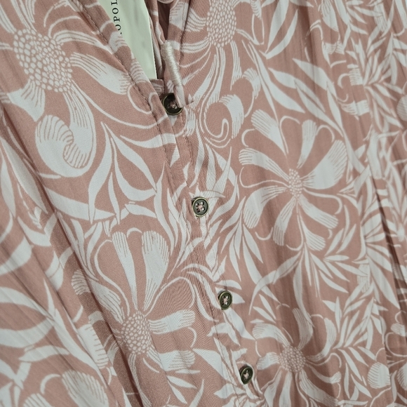 Anthropologie Florence Balducci Large Pink Floral Long Sleeve Blouse NWT - Picture 8 of 10